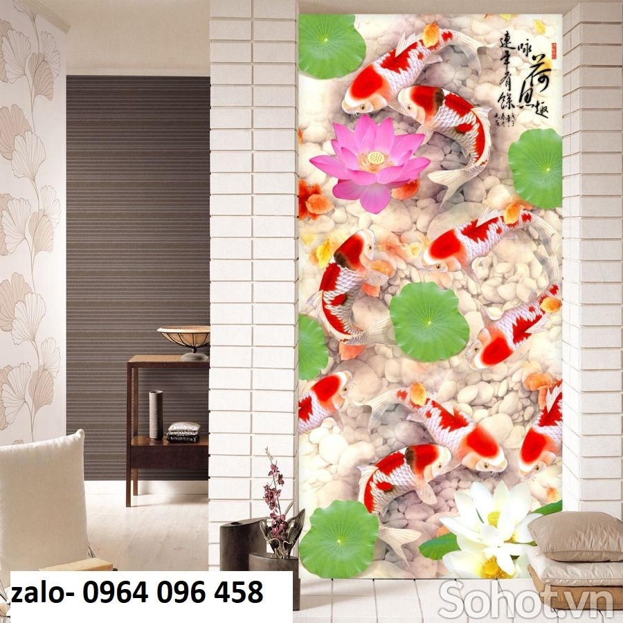 Tranh gạch cá chép hóa rồng 3d - LMNB54