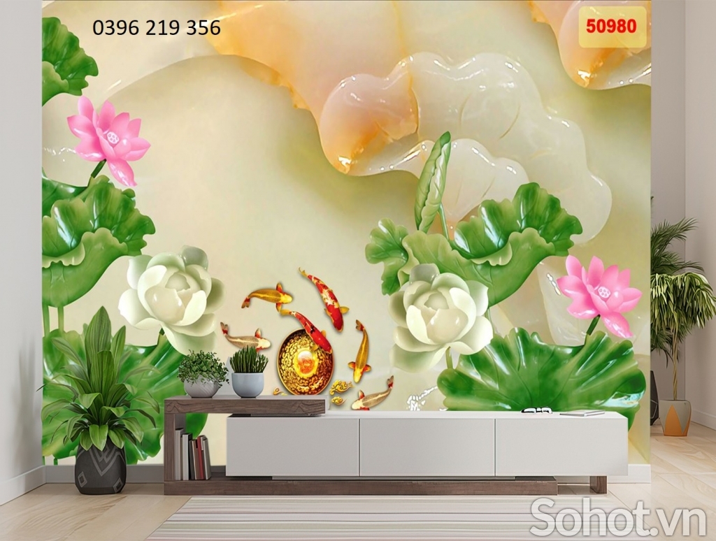 Tranh gạch cá chép trang trí 3D