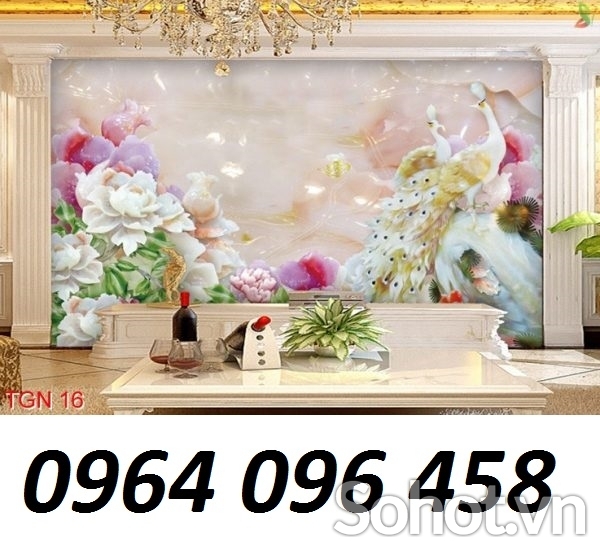 Tranh gạch men 3d hoa ngọc phòng khách - VMN77