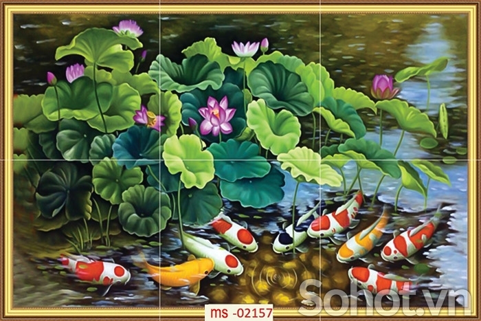 Tranh gạch men cửu ngư quần hội