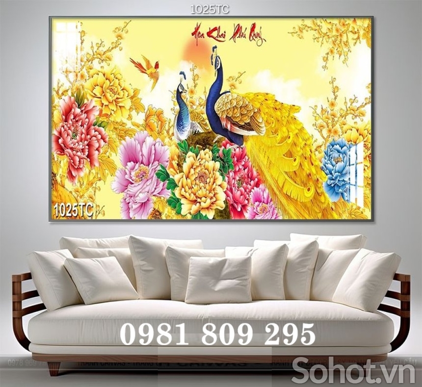 Gạch ốp tường tranh gạch chim công 3d trang trí đẹp