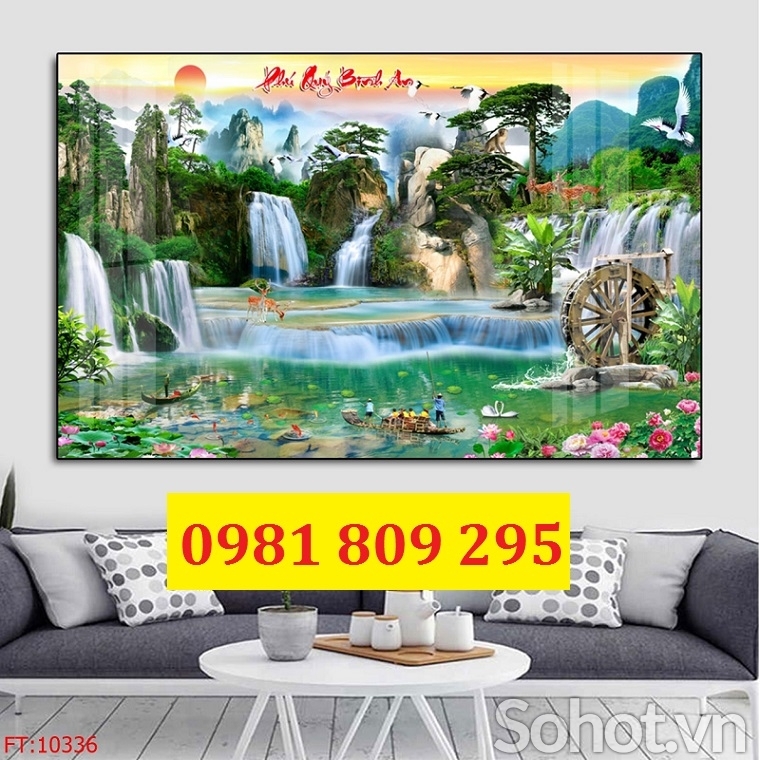 Tranh thác nước , gạch tranh 3d