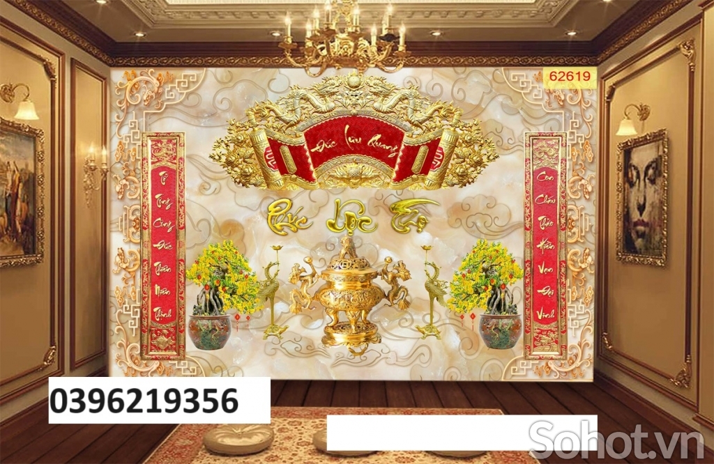 Gạch 3D đẹp trang trí phòng thờ