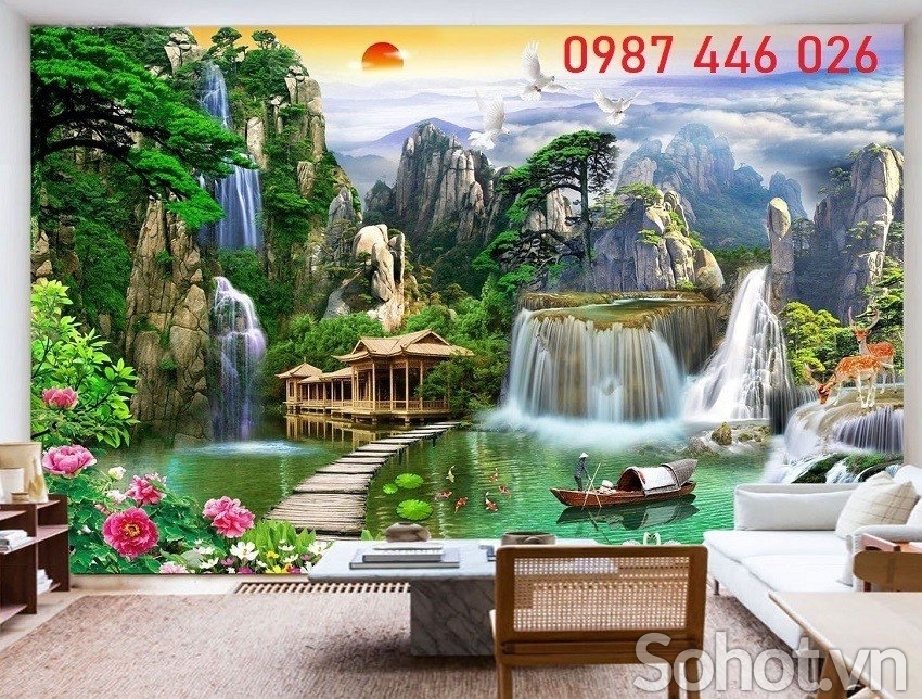 Gạch tranh thác nước 3d
