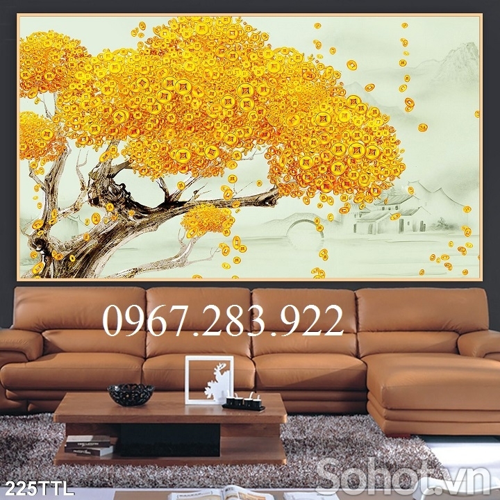 Gạch tranh- Tranh phong thuỷ cây kim tiền