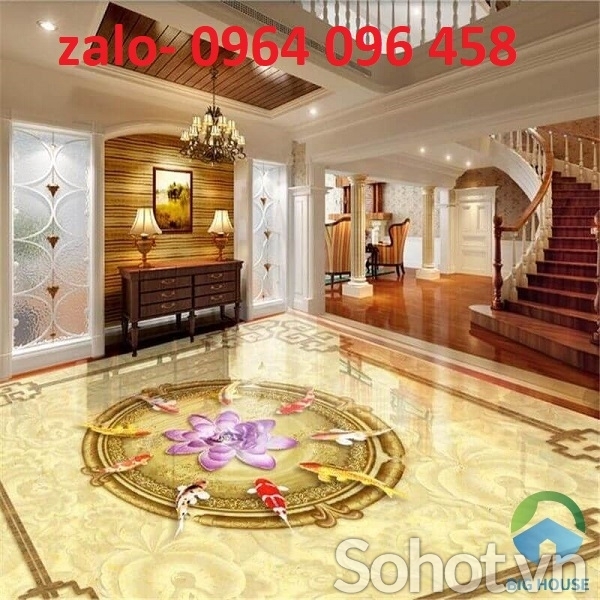 Gạch lát sàn 3d phòng khách - VNB63