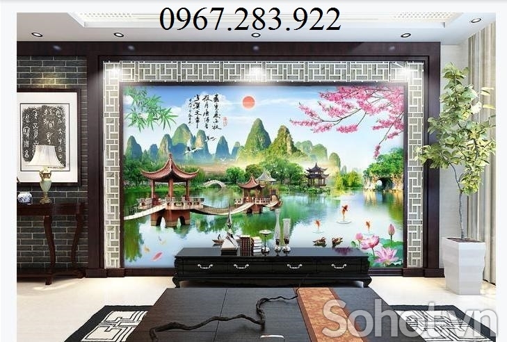 Tranh sơn thủy hữu tình gạch men 3d