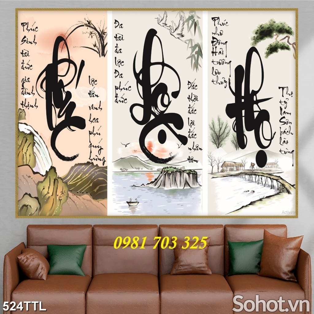 Tranh phúc lộc thọ, tranh gạch men