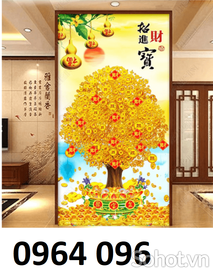 Tranh gạch 3d cây đồng tiền - 042X