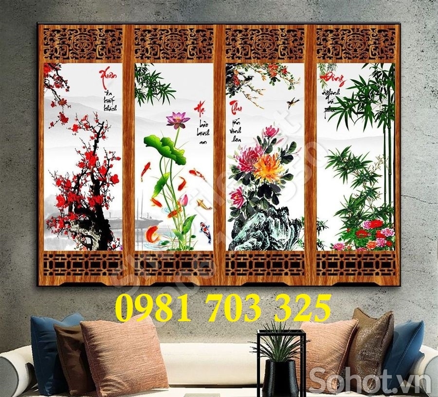Gạch tranh tứ quý đẹp trang trí