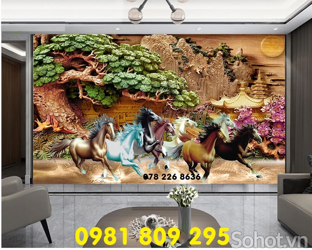 Tranh gạch bát mã - gạch tranh ốp phòng khách