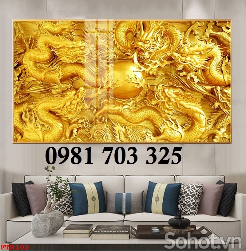 Tranh rồng phong thủy 3D, tranh gạch men ốp tường