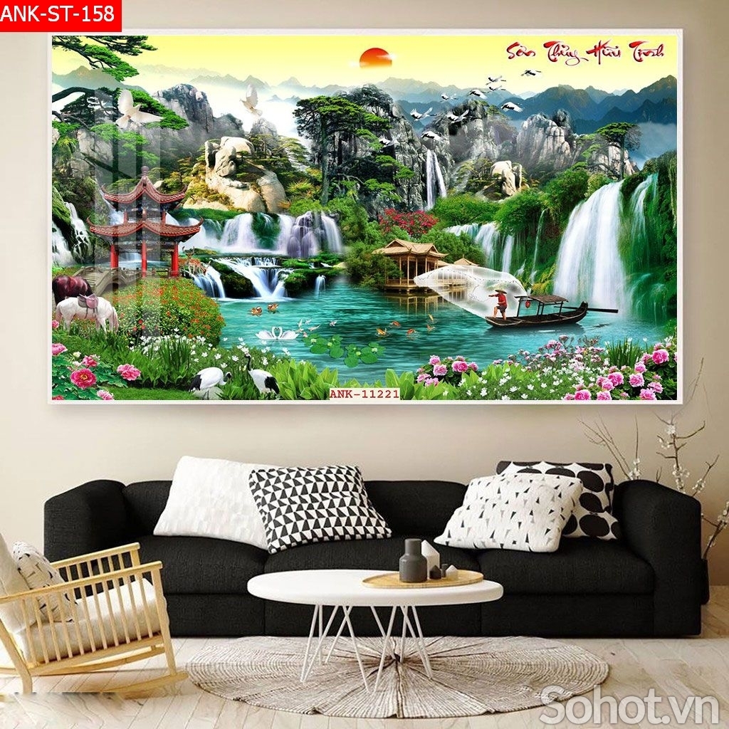 Tranh gạch 3d ốp tường phong thủy phòng khách - CV533