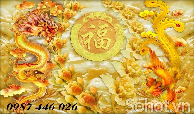 Tranh gạch rồng phụng vagf HP9282