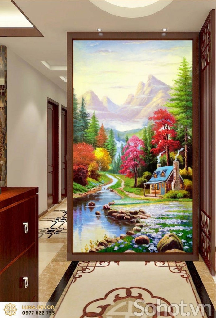 Tranh gạch 3d ốp tường phòng khách - hành lang - SJK90