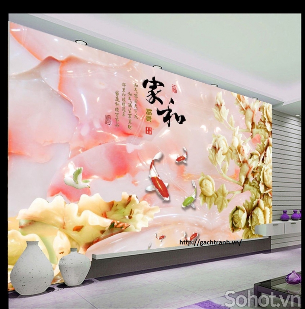 gạch 3d trang trí phòng khách