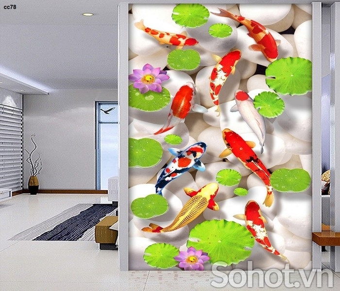Tranh cá chép 3d - tranh gạch 3d cá chép - GFC33
