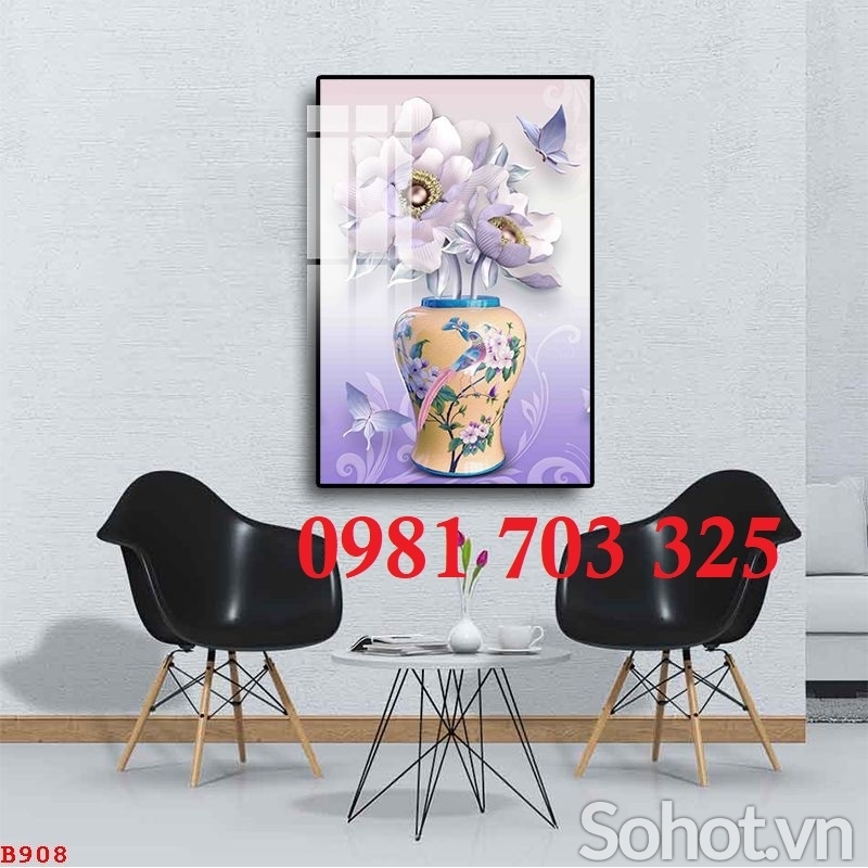 Gạch tranh trang trí bình hoa đẹp