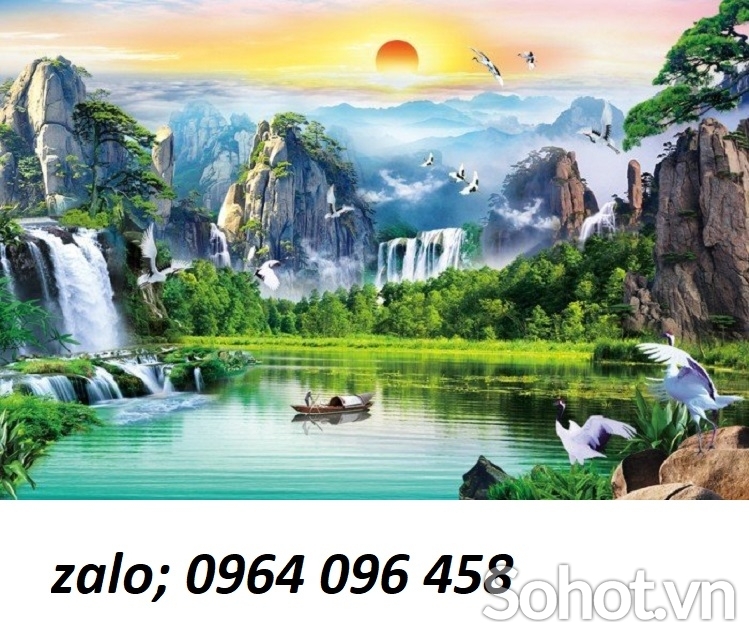 Tranh cảnh đồng quê sông núi 3d - tranh gạch 3d phong cảnh - SDXC33