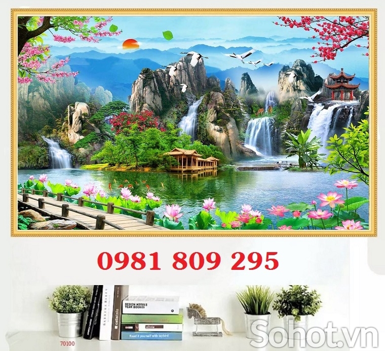 Tranh gạch hồ sen HP7686