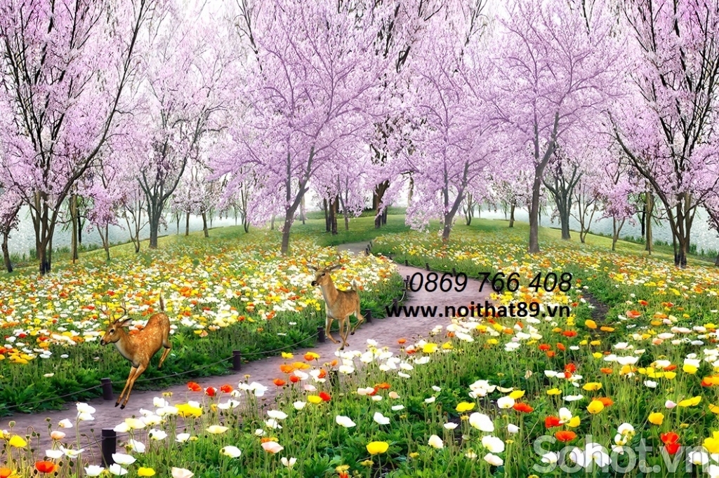 Tranh vườn hoa-gạch tranh vườn hoa