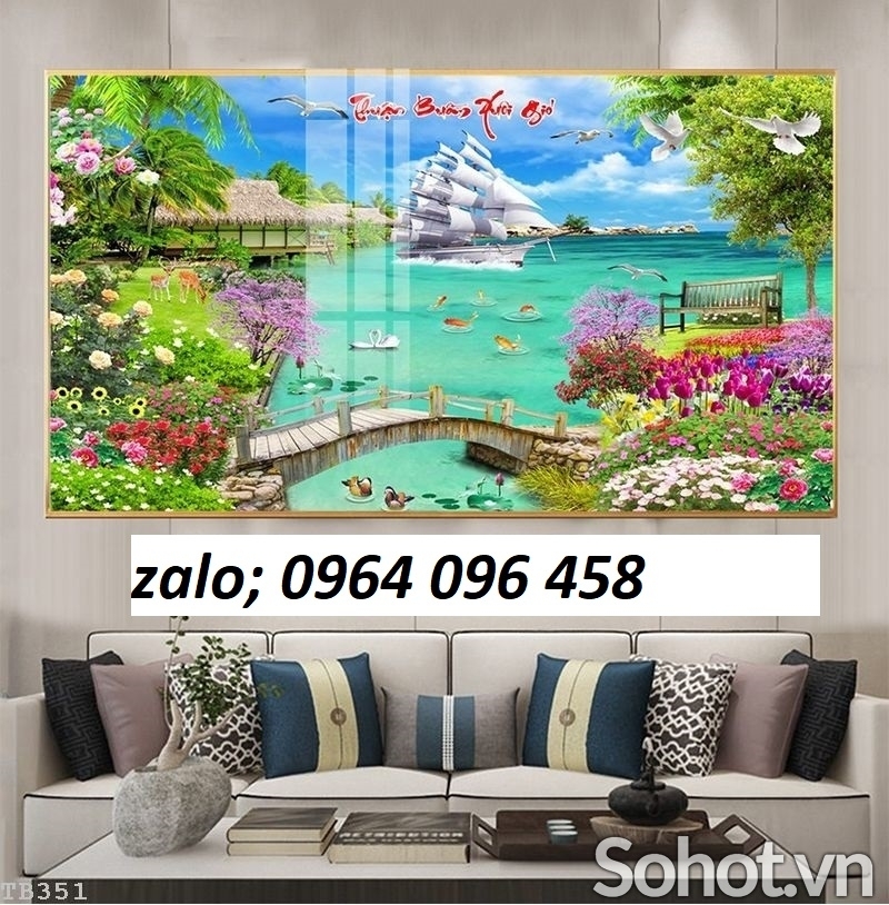 Gạch tranh 3d phong thủy thuyền buồm - SXVBB74