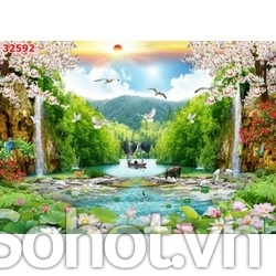 Tranh dán phòng khách - tranh phong cảnh thiên nhiên
