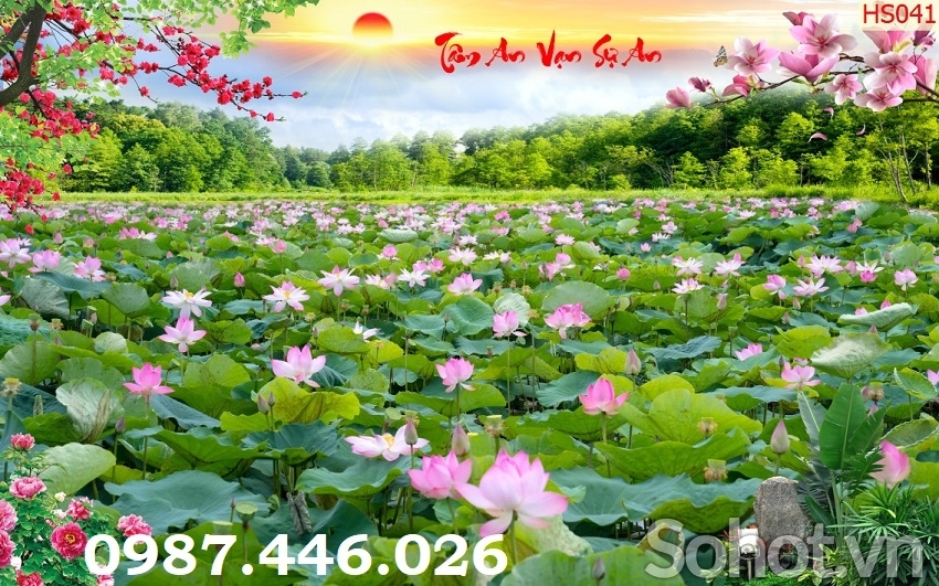 Tranh gạch men hoa sen 3d HP9727