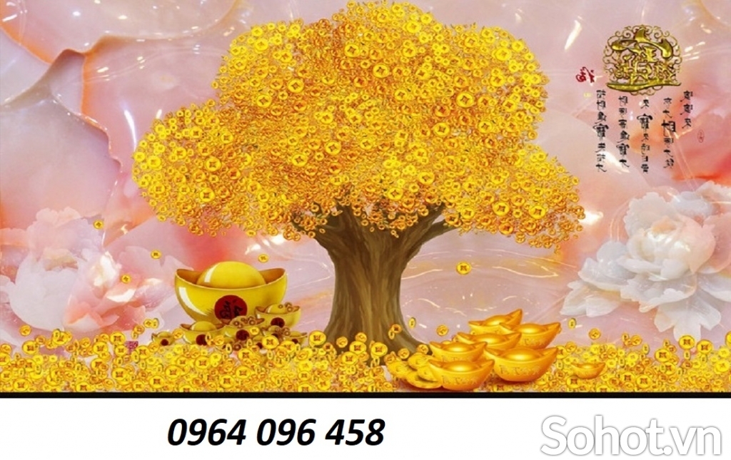Tranh 3d cây tiền - tranh gạch 3d cây tiền - 433S