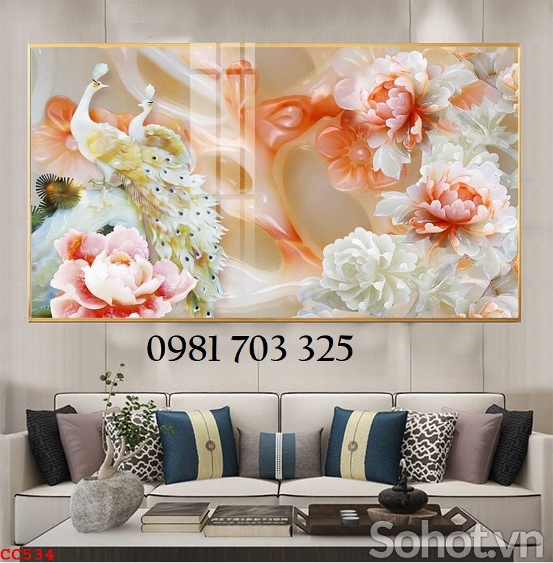 Gạch tranh chim công 3D đẹp