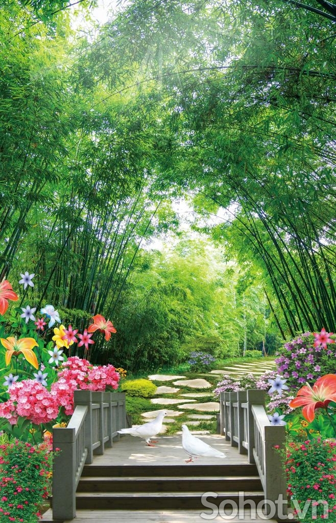 Tranh gạch 3d rừng tre trúc - VB55