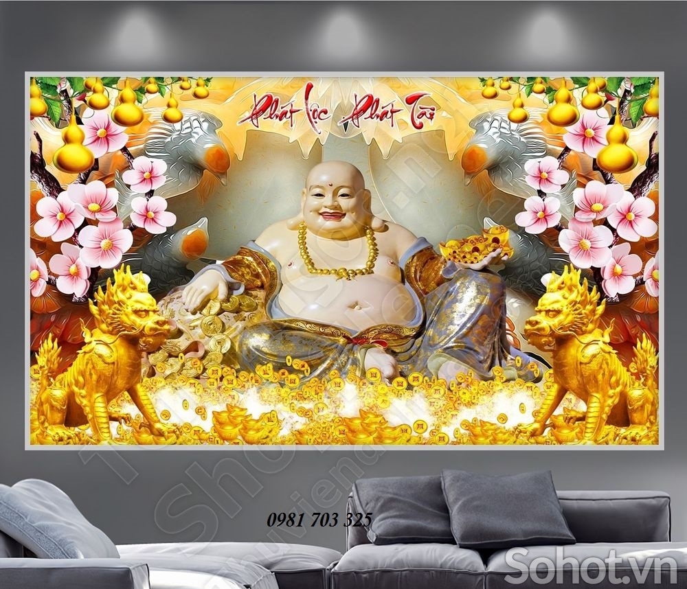 Gạch tranh 3D- tranh phật di lặc