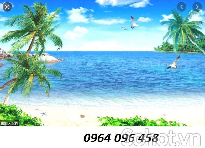 tranh gạch 3d mẫu tranh phong cảnh bờ biển cây dừa - NB4 - Thái Bình -  