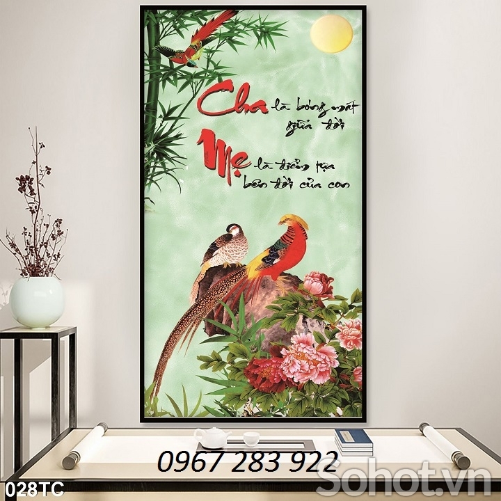 Tranh chim công gạch men ốp tường trang trí