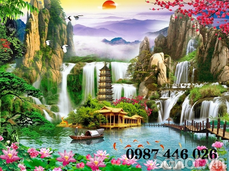 Gạch tranh gạch men phong cảnh đẹp HP8622