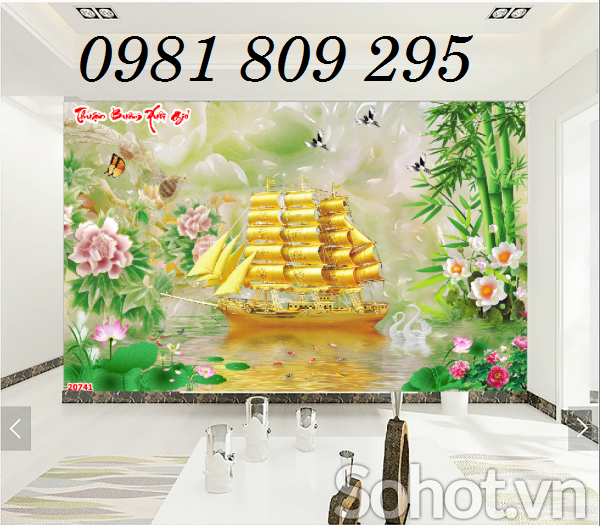 Tranh gạch 3d phong thủy , tranh thuyền