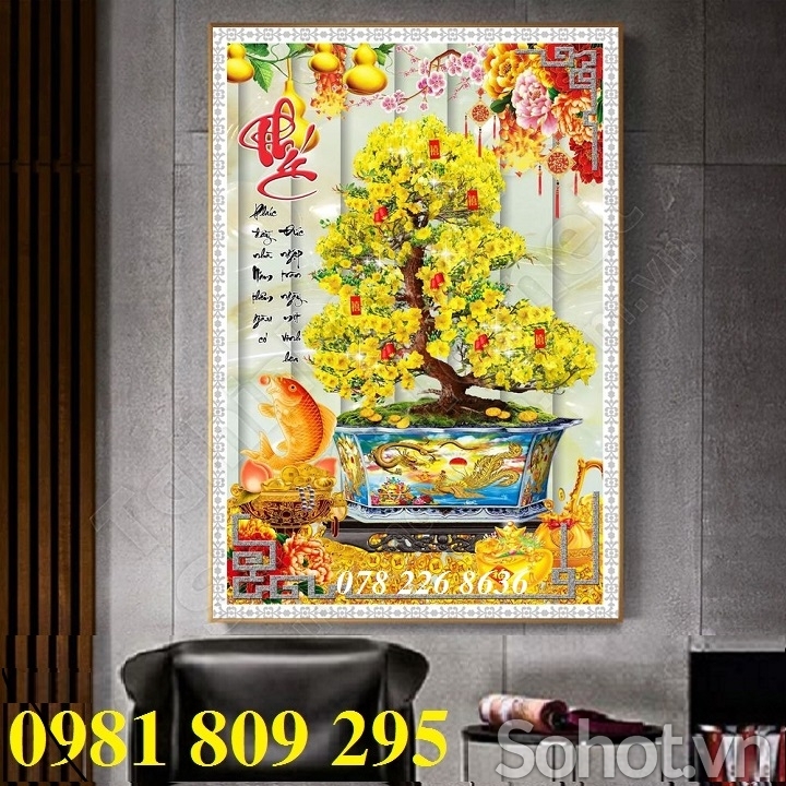 Tranh gạch men , gạch ốp tường hoa mai