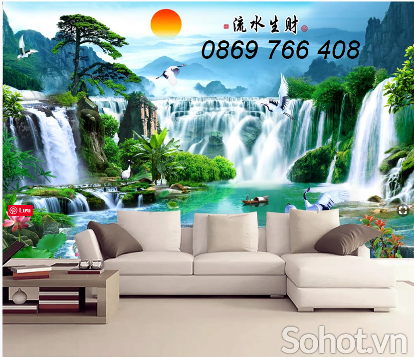 Gạch tranh phòng khách 3d