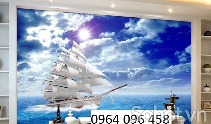 gạch 3d thuyền buồm phong thủy