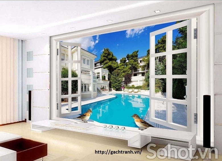 tranh 3d - tranh gạch 3d ốp tường phòng ngủ - SHF32