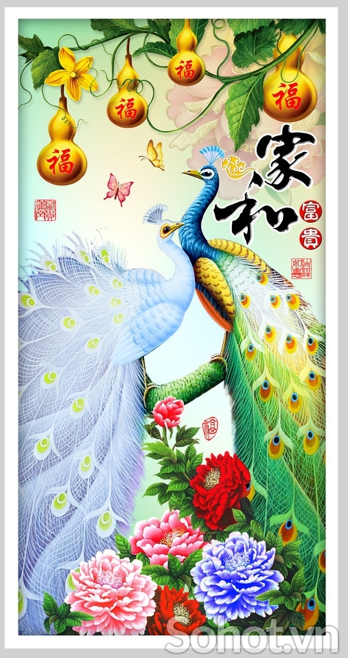 tranh con công 3d đẹp - KL45