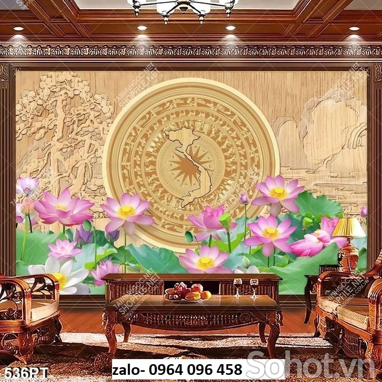 Tranh gạch hoa sen 3d - GDXC44