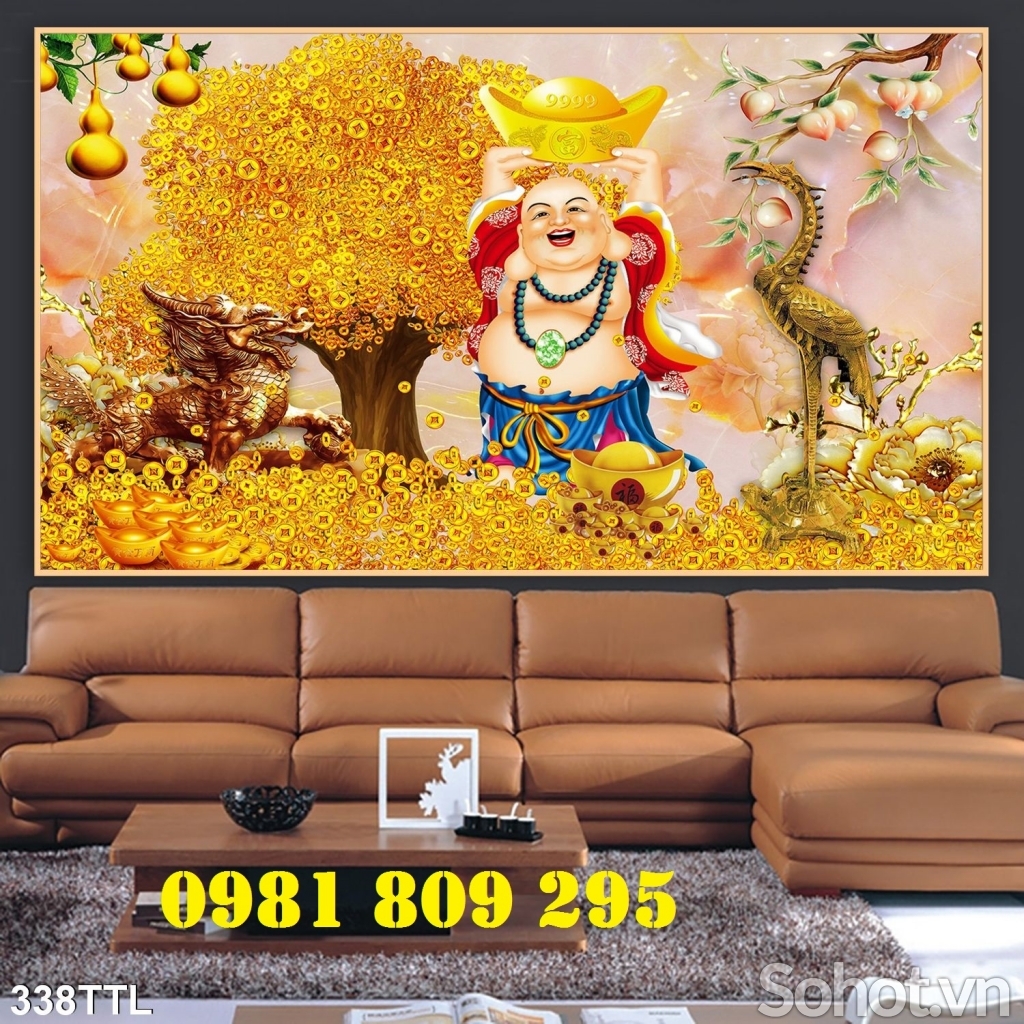 Gạch tranh thần tài mai lộc vàng GH888