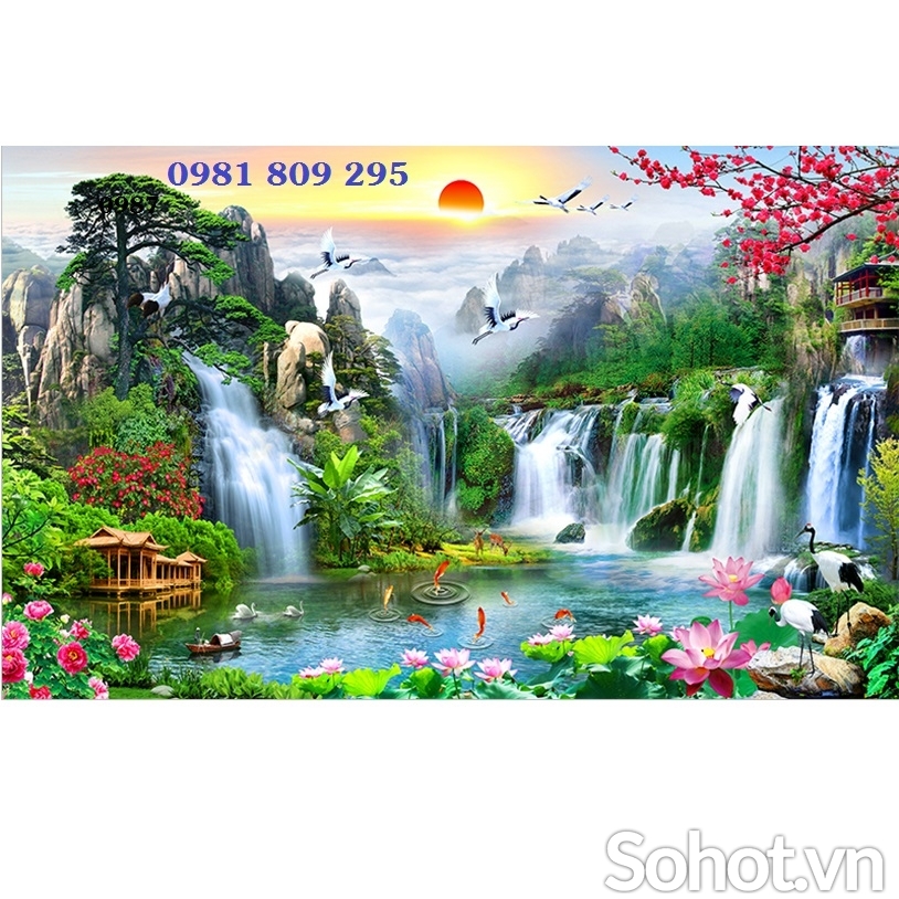 Tranh gạch men thác nước đẹp HP254