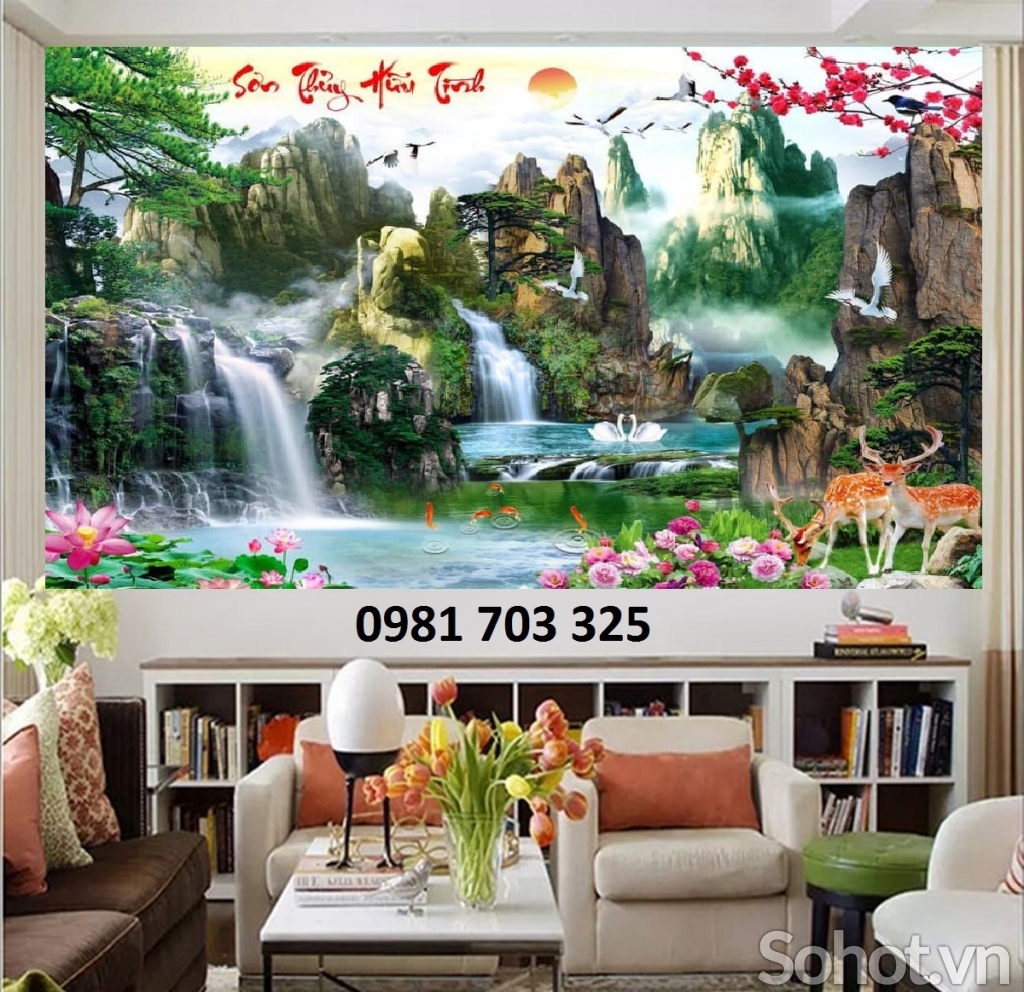 gạch tranh phong cảnh, tranh 3D phòng khách