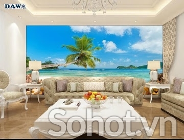 Tranh gạch 3d phong cảnh bờ biển - DCNB8