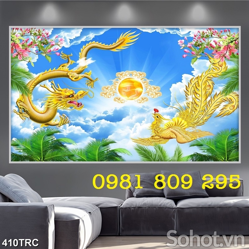 Tranh gạch men rồng phượng HP23365