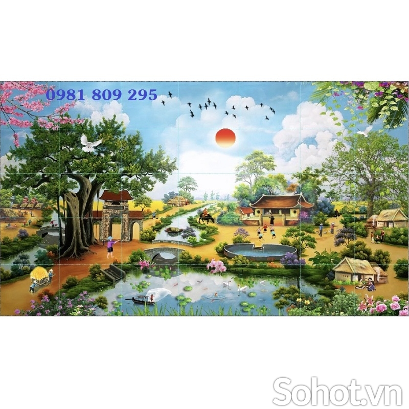 Gạch tranh làng quê 3d BG3555