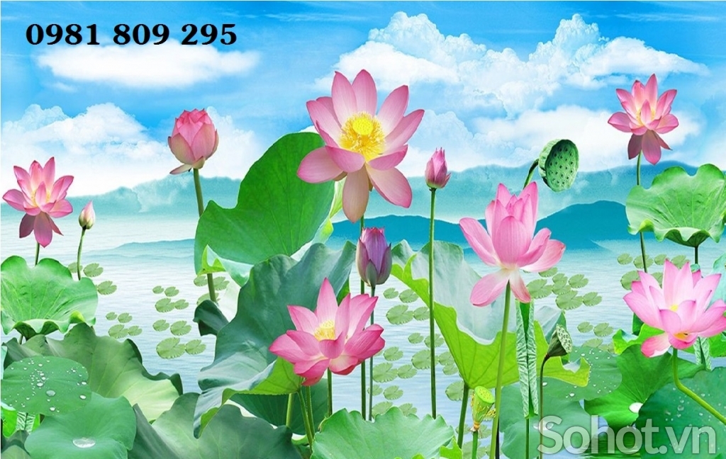 Tranh gạch hoa sen 3d GP765