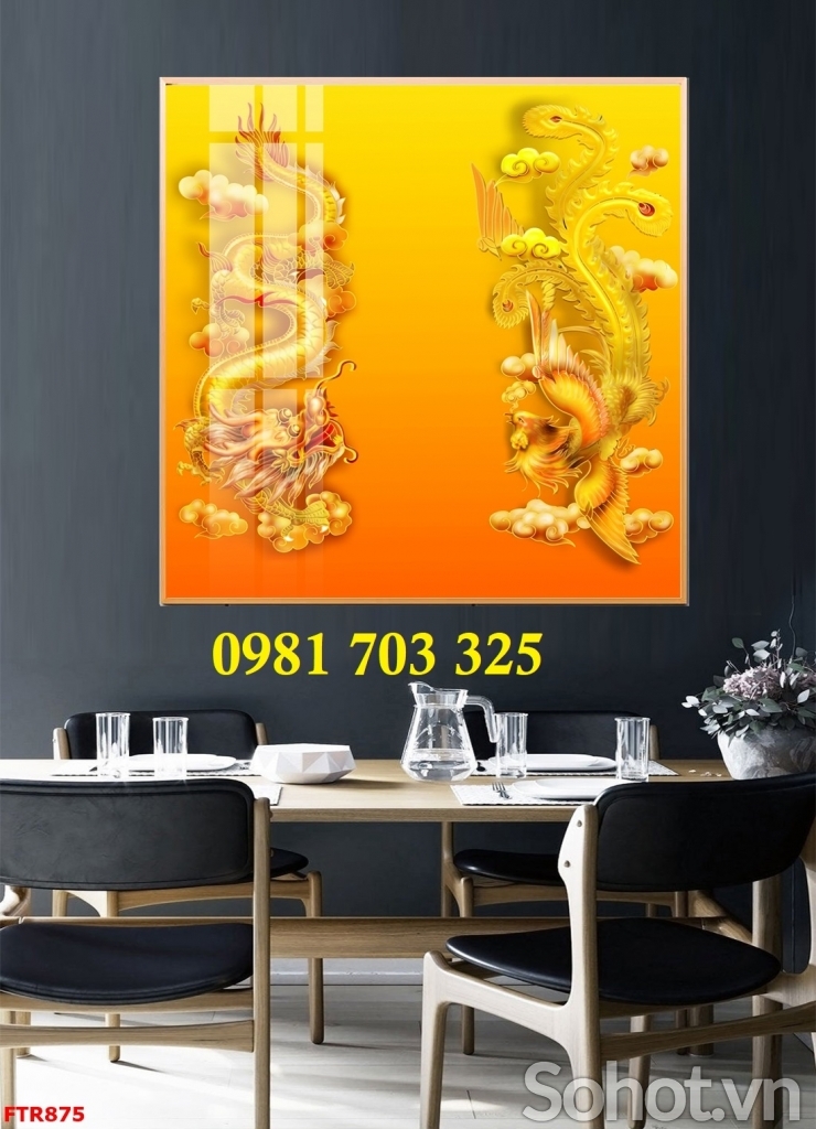 Tranh gạch rồng phượng cao cấp 3D